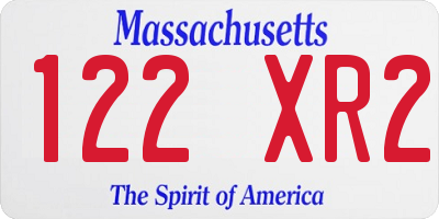 MA license plate 122XR2