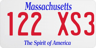 MA license plate 122XS3