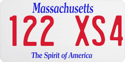 MA license plate 122XS4