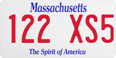 MA license plate 122XS5