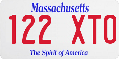 MA license plate 122XT0