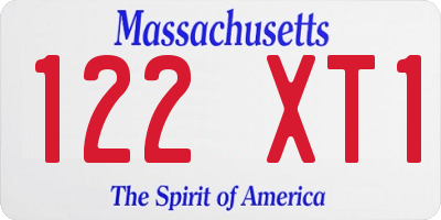 MA license plate 122XT1