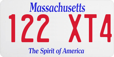 MA license plate 122XT4