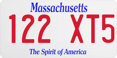 MA license plate 122XT5