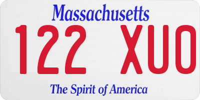 MA license plate 122XU0