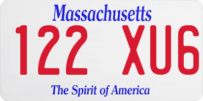 MA license plate 122XU6