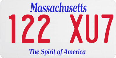 MA license plate 122XU7
