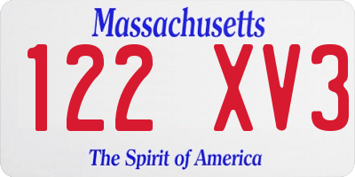 MA license plate 122XV3