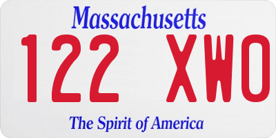 MA license plate 122XW0