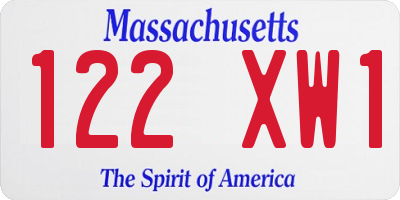 MA license plate 122XW1