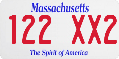 MA license plate 122XX2