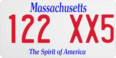 MA license plate 122XX5