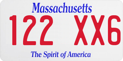 MA license plate 122XX6