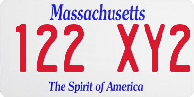 MA license plate 122XY2