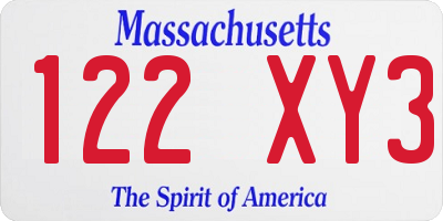 MA license plate 122XY3