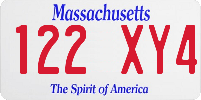 MA license plate 122XY4