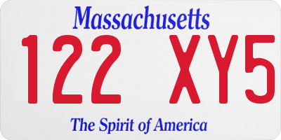 MA license plate 122XY5