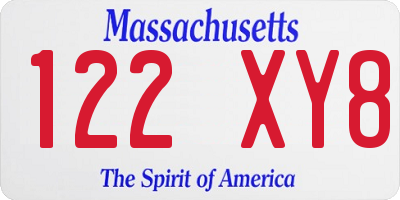 MA license plate 122XY8
