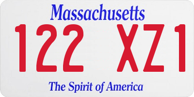 MA license plate 122XZ1