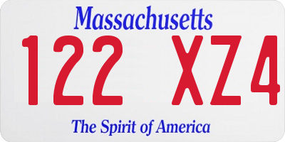 MA license plate 122XZ4