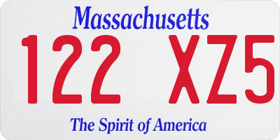 MA license plate 122XZ5