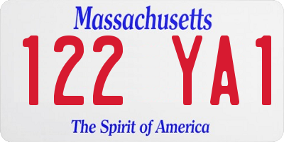 MA license plate 122YA1