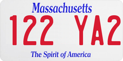 MA license plate 122YA2