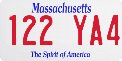 MA license plate 122YA4