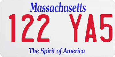 MA license plate 122YA5