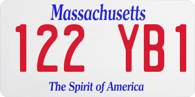 MA license plate 122YB1