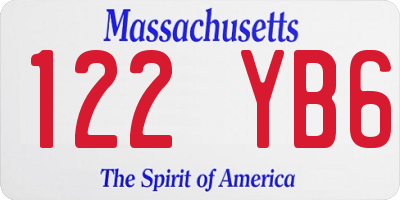 MA license plate 122YB6