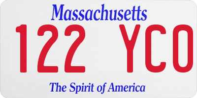 MA license plate 122YC0