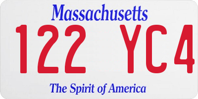MA license plate 122YC4