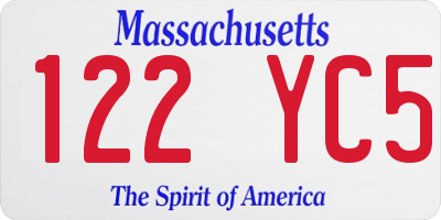 MA license plate 122YC5