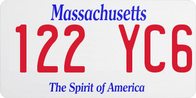 MA license plate 122YC6