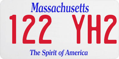 MA license plate 122YH2