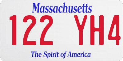 MA license plate 122YH4