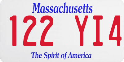 MA license plate 122YI4