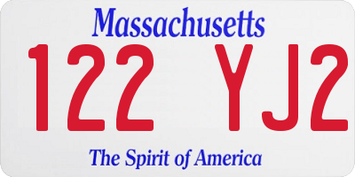 MA license plate 122YJ2