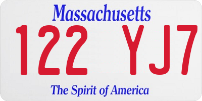 MA license plate 122YJ7
