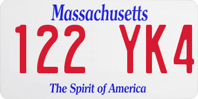 MA license plate 122YK4