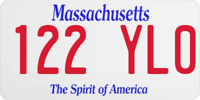 MA license plate 122YL0