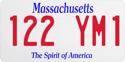 MA license plate 122YM1
