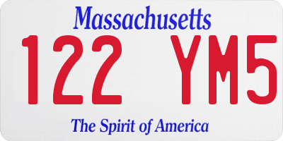 MA license plate 122YM5