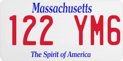 MA license plate 122YM6