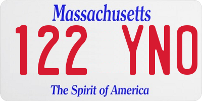 MA license plate 122YN0