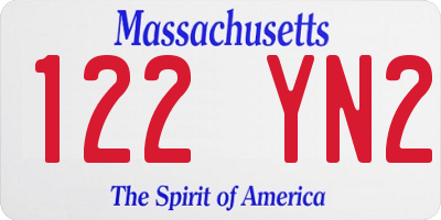 MA license plate 122YN2