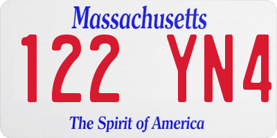 MA license plate 122YN4