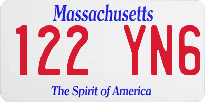 MA license plate 122YN6