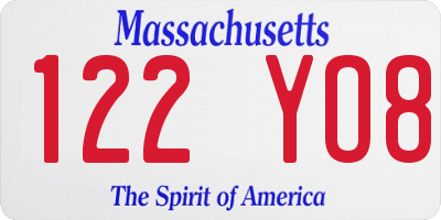 MA license plate 122YO8